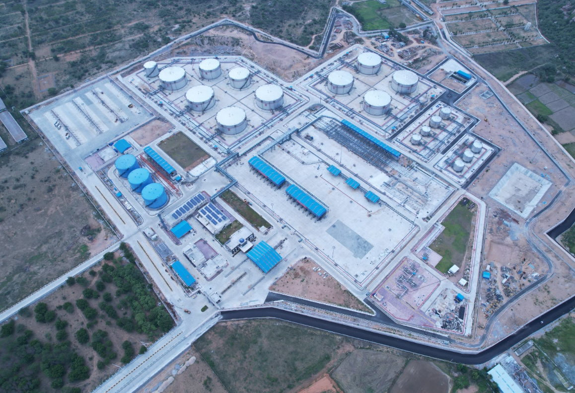 Aerial view of a petroleum terminal facility